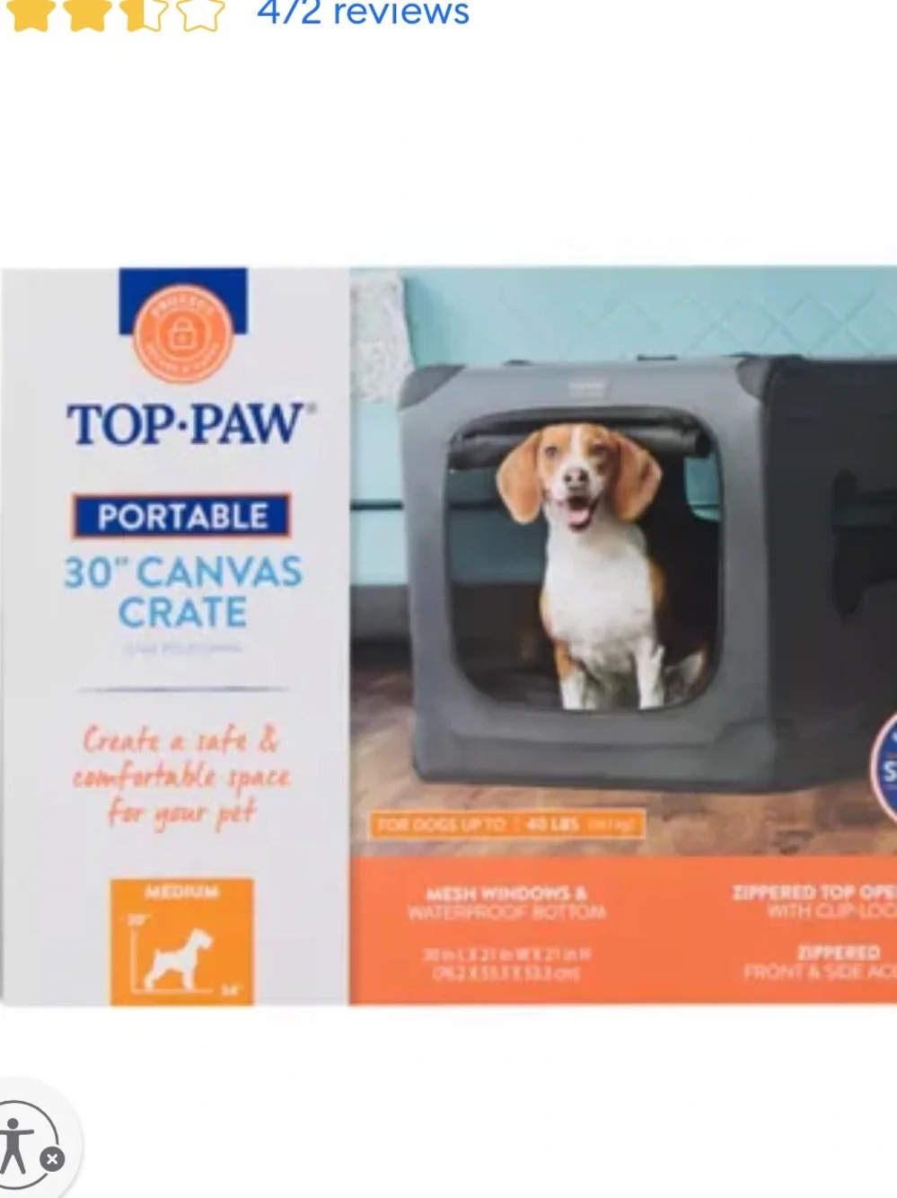 Top Paw Gray Portable Soft-Sided Pet Crate with Mesh Panels 30